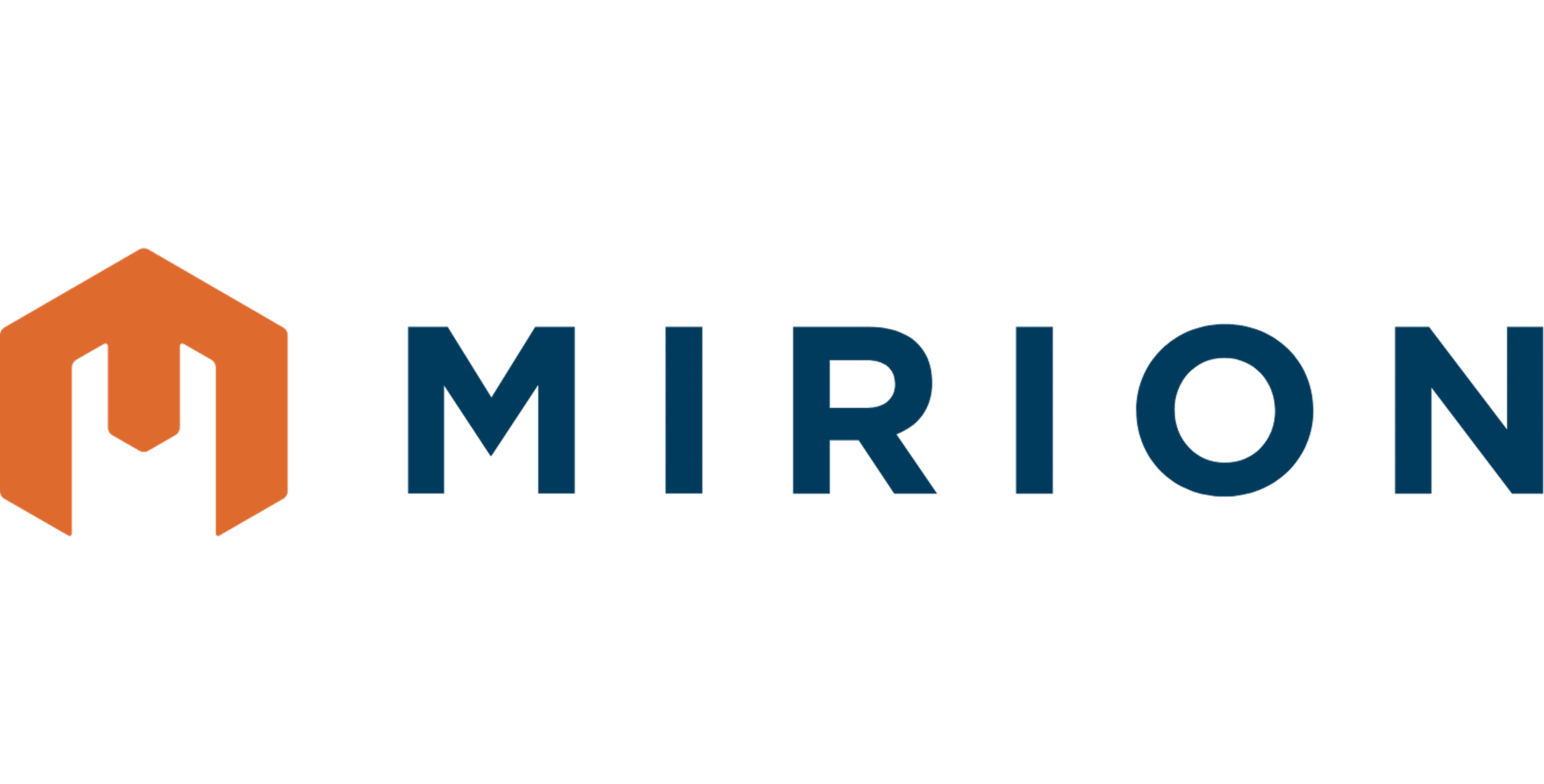 Mirion logo with orange icon and text.