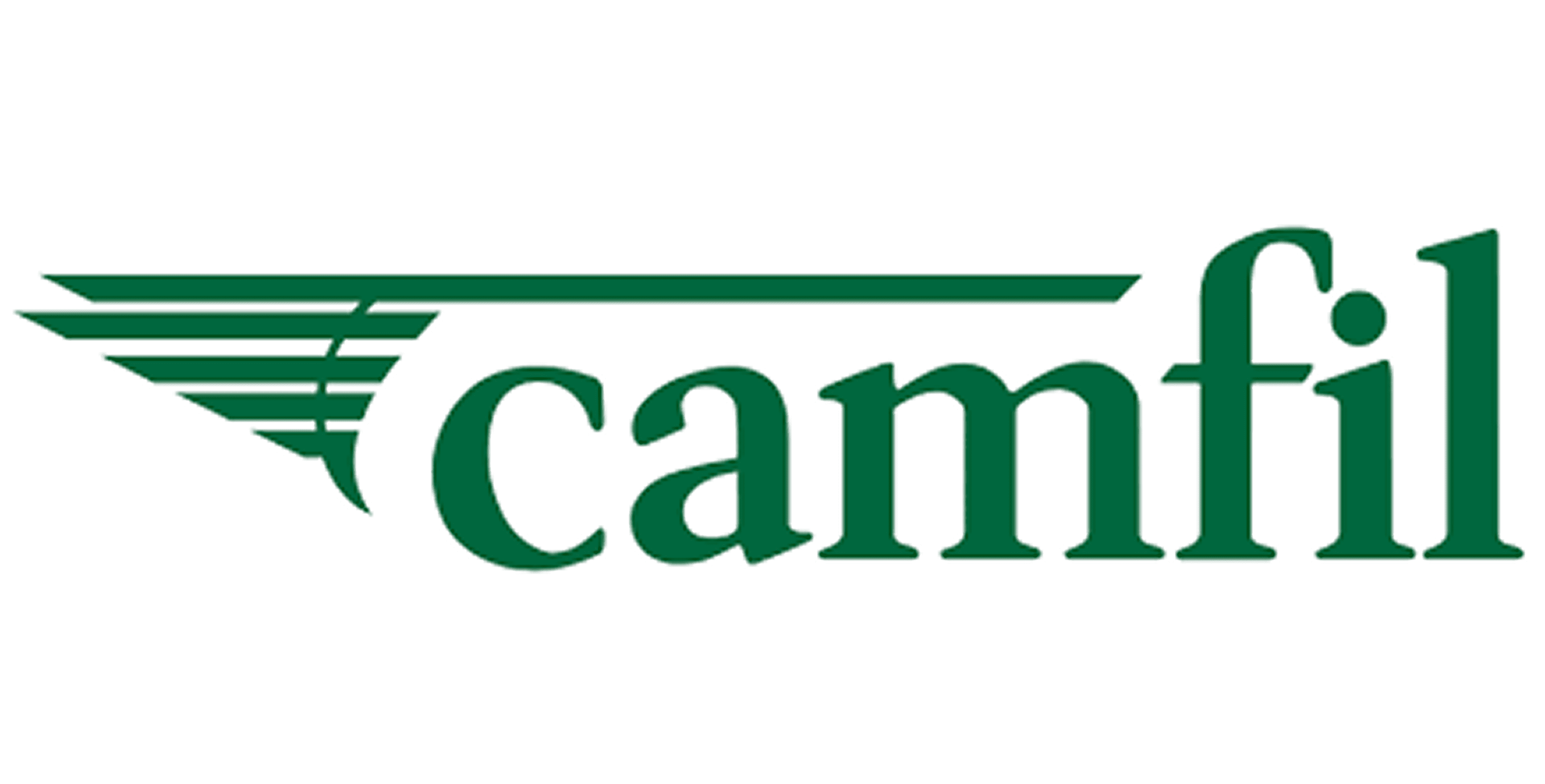 Camfil logo with green text and design.